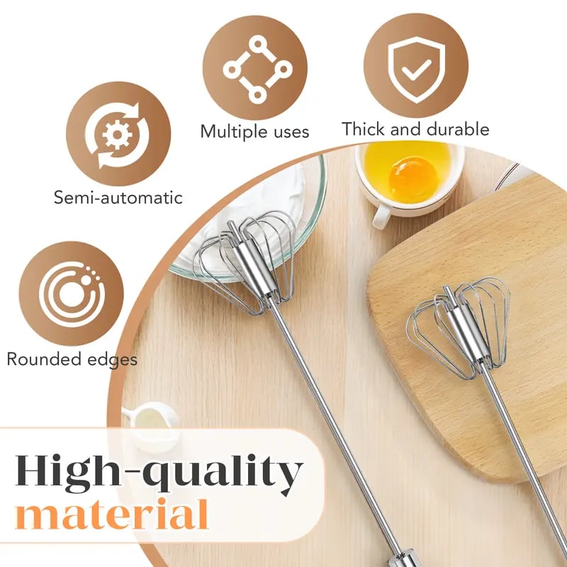 Searkle Stainless Steel Hand-Push Rotary Whisk – Effortless Mixing in Seconds!